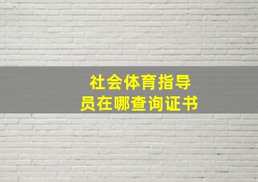 社会体育指导员在哪查询证书