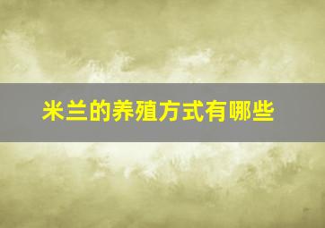 米兰的养殖方式有哪些