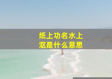 纸上功名水上沤是什么意思