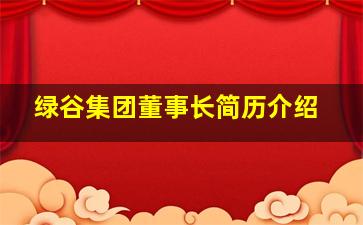 绿谷集团董事长简历介绍