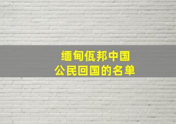 缅甸佤邦中国公民回国的名单