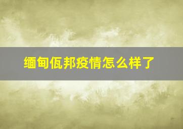 缅甸佤邦疫情怎么样了