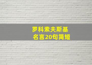 罗科索夫斯基名言20句简短