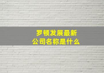 罗顿发展最新公司名称是什么