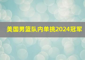 美国男篮队内单挑2024冠军