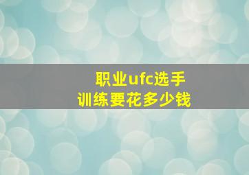 职业ufc选手训练要花多少钱