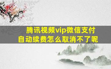 腾讯视频vip微信支付自动续费怎么取消不了呢