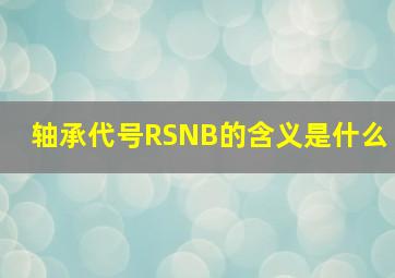 轴承代号RSNB的含义是什么