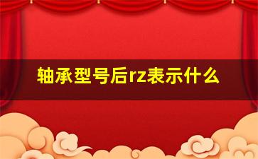 轴承型号后rz表示什么