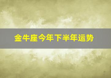 金牛座今年下半年运势