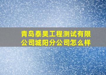 青岛泰昊工程测试有限公司城阳分公司怎么样