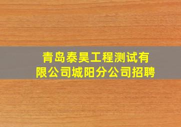 青岛泰昊工程测试有限公司城阳分公司招聘