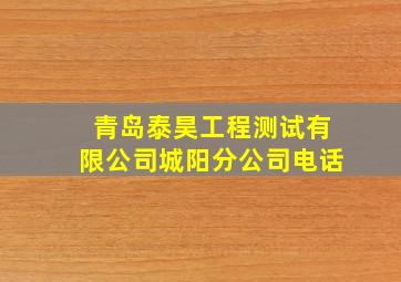 青岛泰昊工程测试有限公司城阳分公司电话