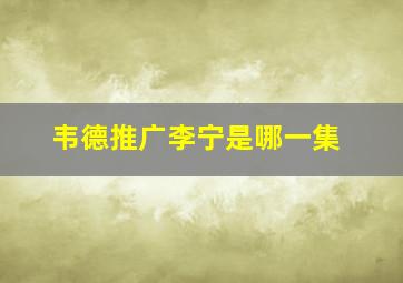 韦德推广李宁是哪一集