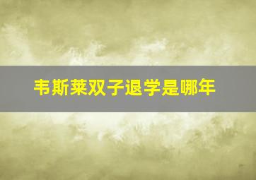 韦斯莱双子退学是哪年