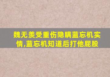 魏无羡受重伤隐瞒蓝忘机实情,蓝忘机知道后打他屁股