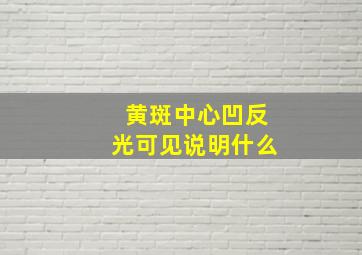 黄斑中心凹反光可见说明什么