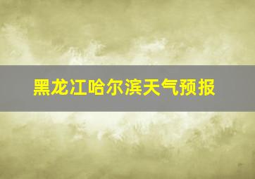 黑龙冮哈尔滨天气预报