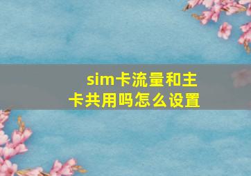 sim卡流量和主卡共用吗怎么设置