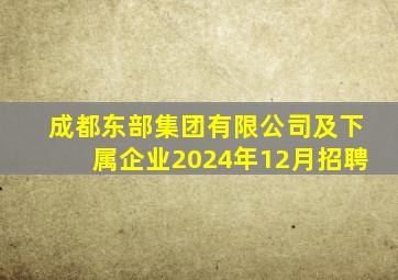 成都东部集团有限公司及下属企业2024年12月招聘